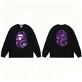 BAPE Style Big Camo Ape Head Long-Sleeve Tee - Black/Purple
