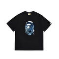 BAPE Style Winter Snow Scenery Ape Head Short-Sleeve Tee - Black