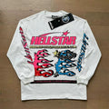 Hellstar "Path 2 Paradise" Flaming Long Sleeve Tee white