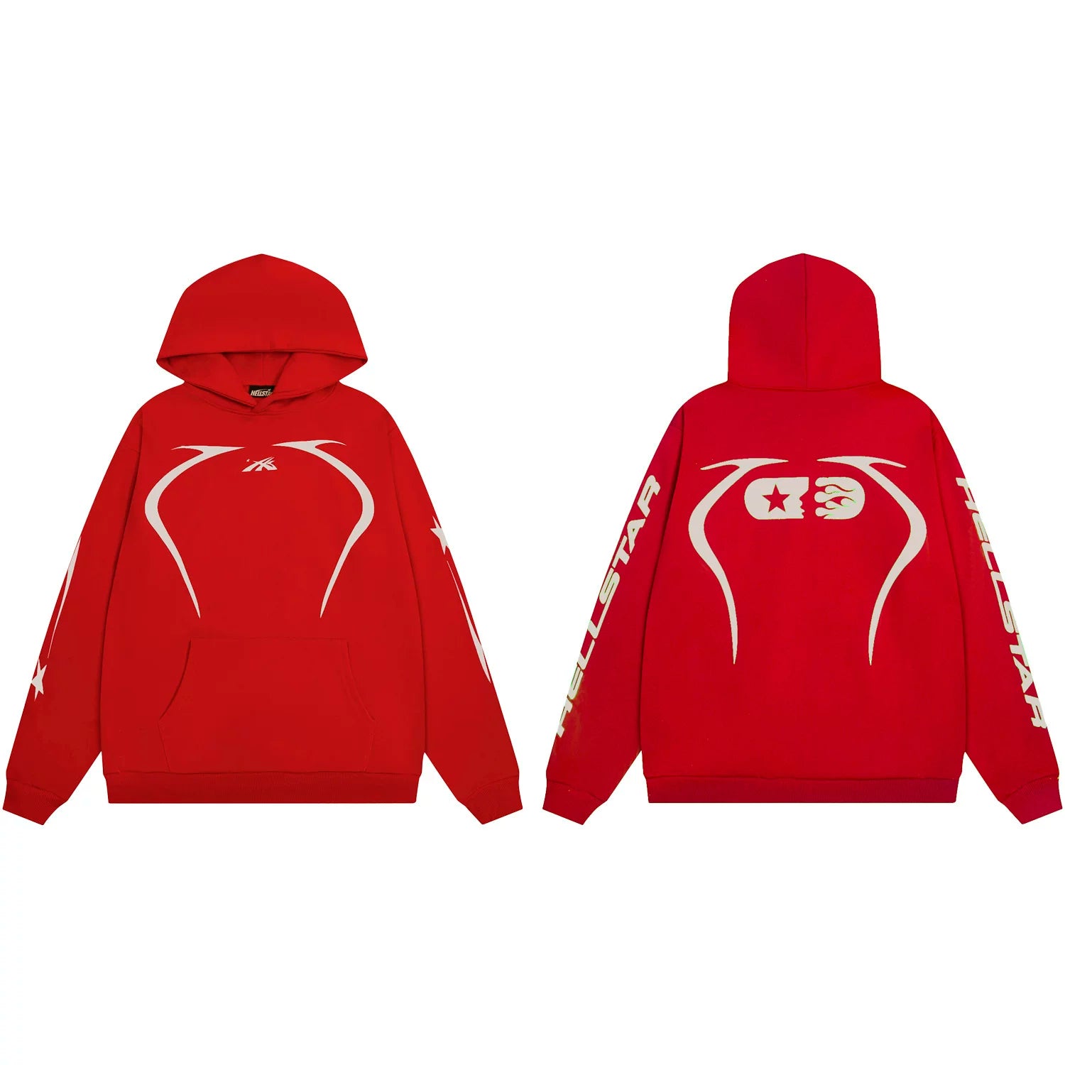 Hellstar Curved Horn Graphic Hoodie red