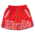 RHUDE Outline Script Logo Drawstring Athletic Shorts - Red