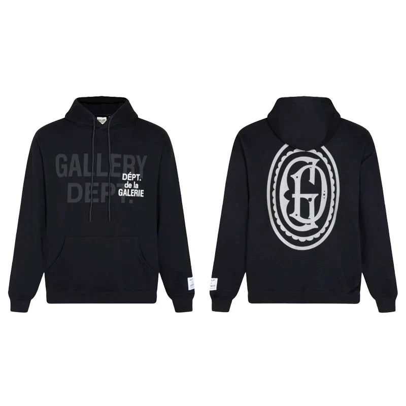 Gallery Dept. "GD Multi Logo" Hoodie – Black Oversized Streetwear