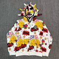 Glo Gang All-Over Print Spiked Full-Zip Mask Hoodie white