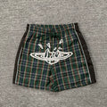 Broken Planet Market Shattered Planet Plaid Nylon Shorts - Green / Black