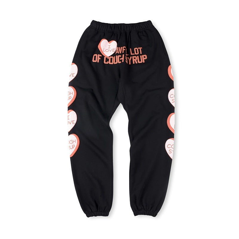 That's A Awful Lot Of Cough Syrup Angel Heart Sweatpants - Black / Peach