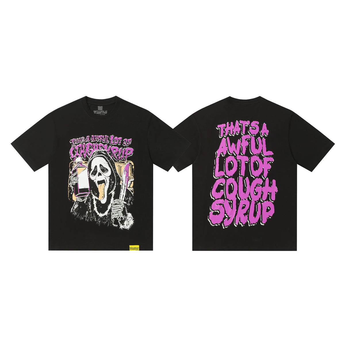 That's A Awful Lot Of Cough Syrup Scream Ghost Graphic T-Shirt - Black