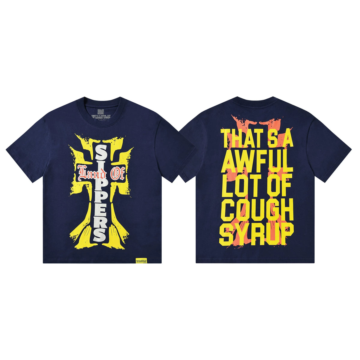 That's A Awful Lot Of Cough Syrup Sippers Cross Graphic T-Shirt - Navy