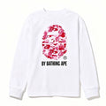 BAPE Style "BY BATHING APE" Camo Ape Head Long-Sleeve Tee - White/Pink