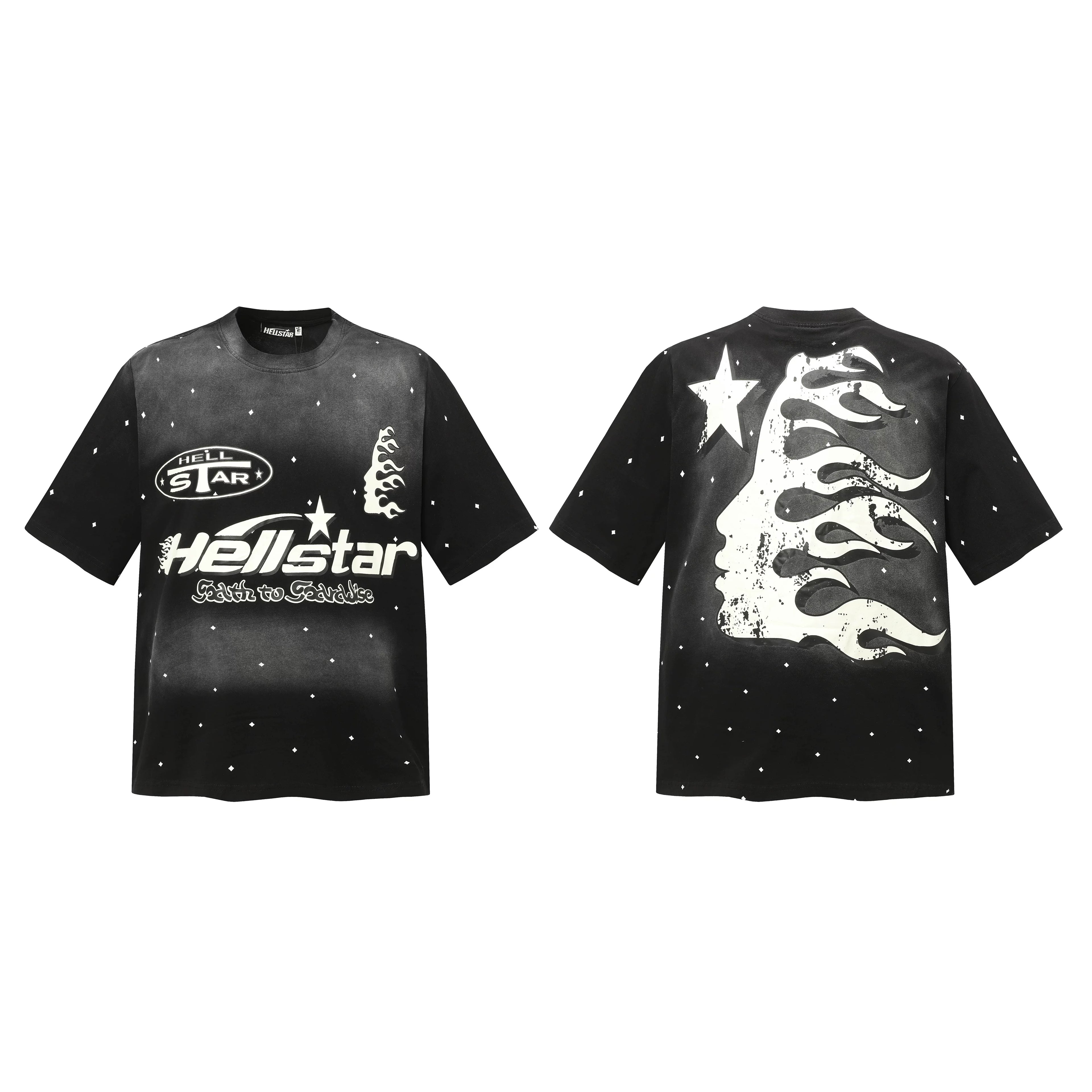 Hellstar Starry Speckled Flame Profile Graphic Tee - Black