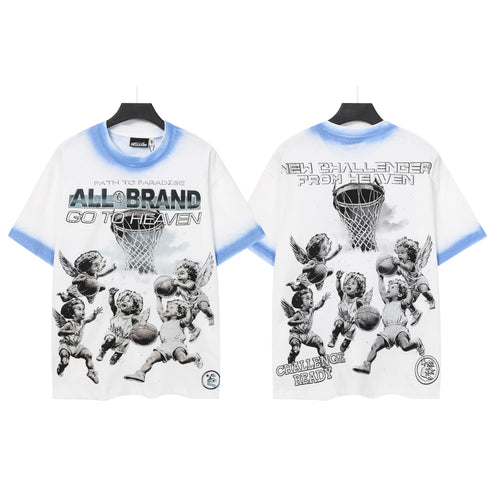 "All Brand Go to Heaven" Basketball Cherubs Graphic Tee - White