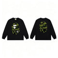 BAPE Style Big Camo Ape Head Long-Sleeve Tee - Black/Green