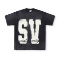 SAINT VANITY SV Logo Short-Sleeve Graphic T-Shirt - Black / Vintage Wash