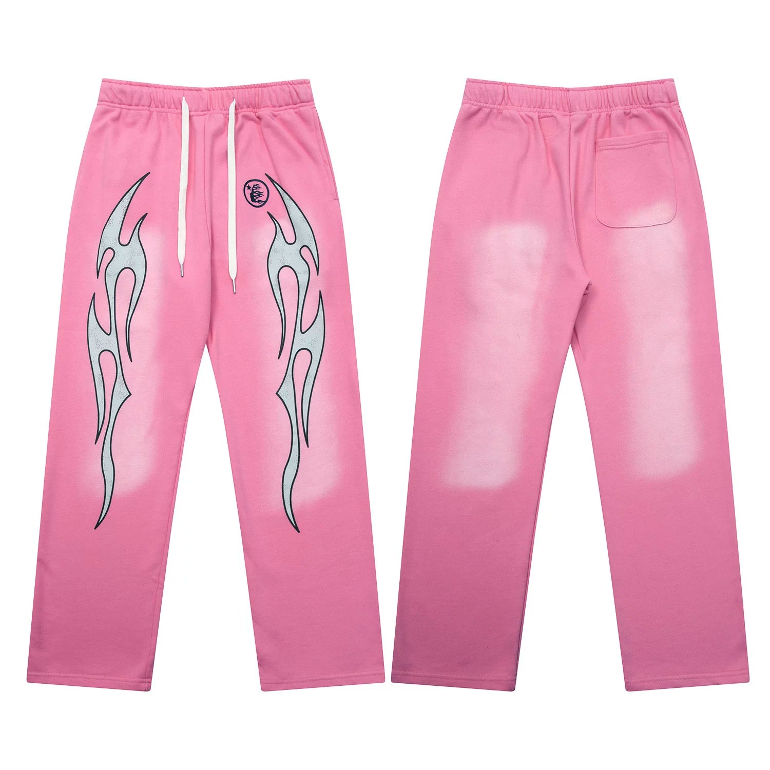 Hellstar Flame Graphic Drawstring Sweatpants pink
