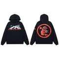 Hellstar Red Spiked Logo & Circular Face Black Hoodie