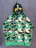 Glo Gang Camo Print Full-Zip Mask Hoodie