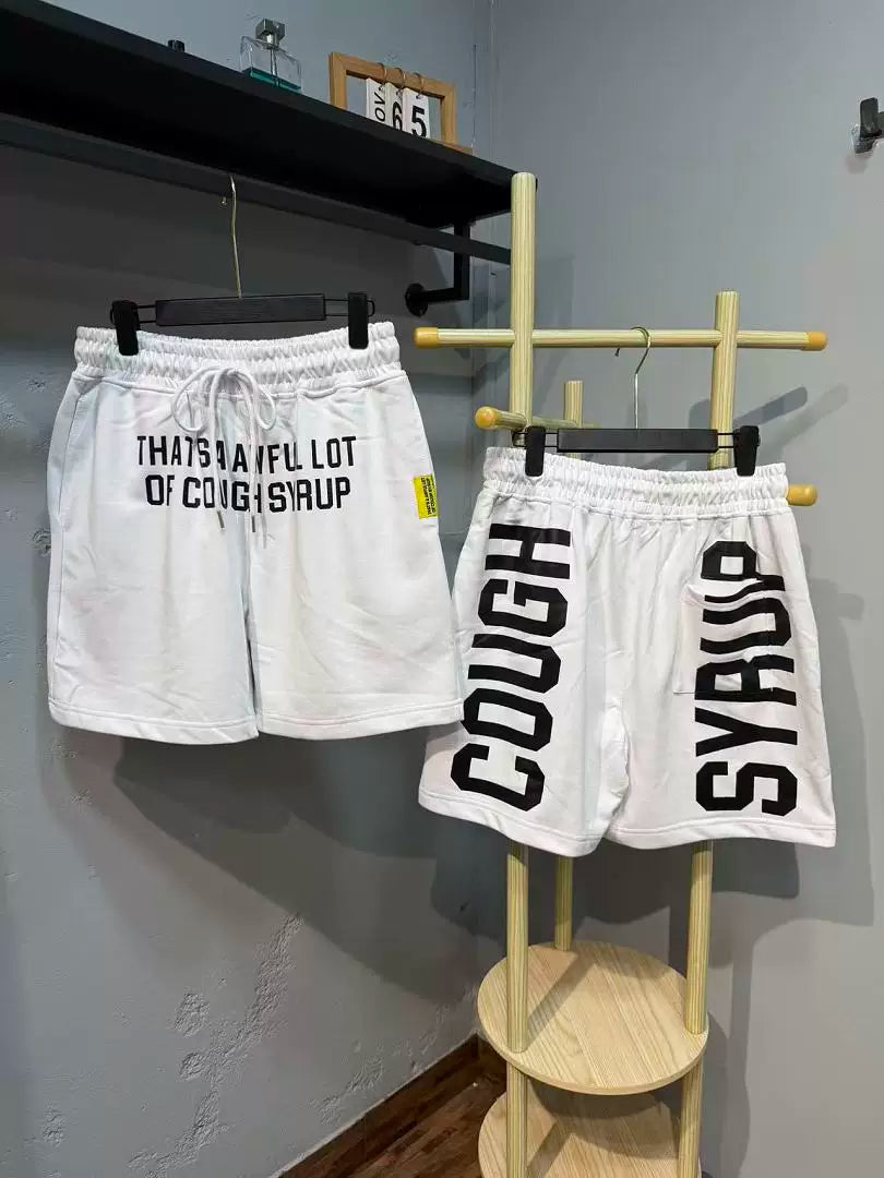 That's A Awful Lot Of Cough Syrup Side Logo Sweatshorts - White / Black
