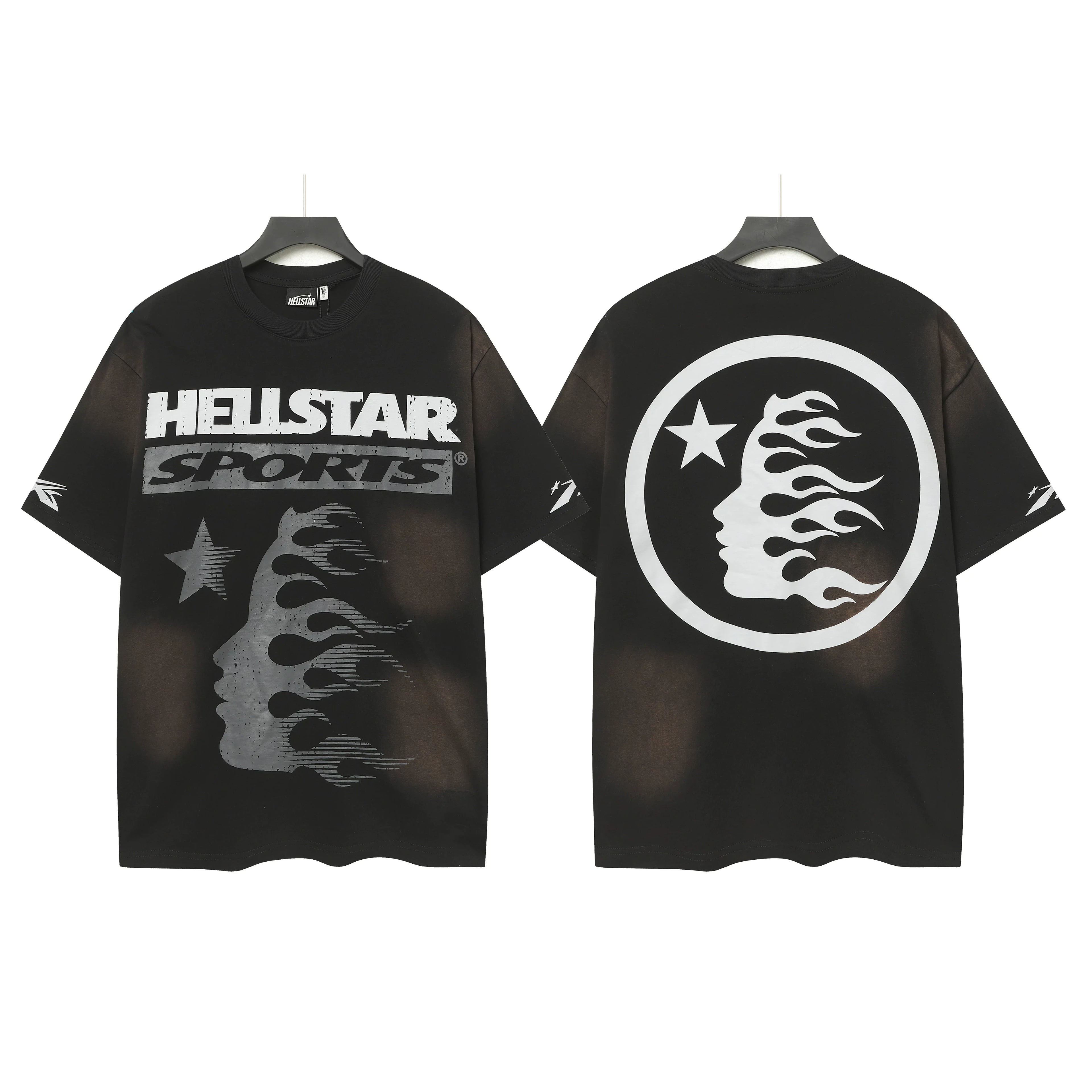 Hellstar Sports Flame Profile & Circle Logo Graphic Tee - Black