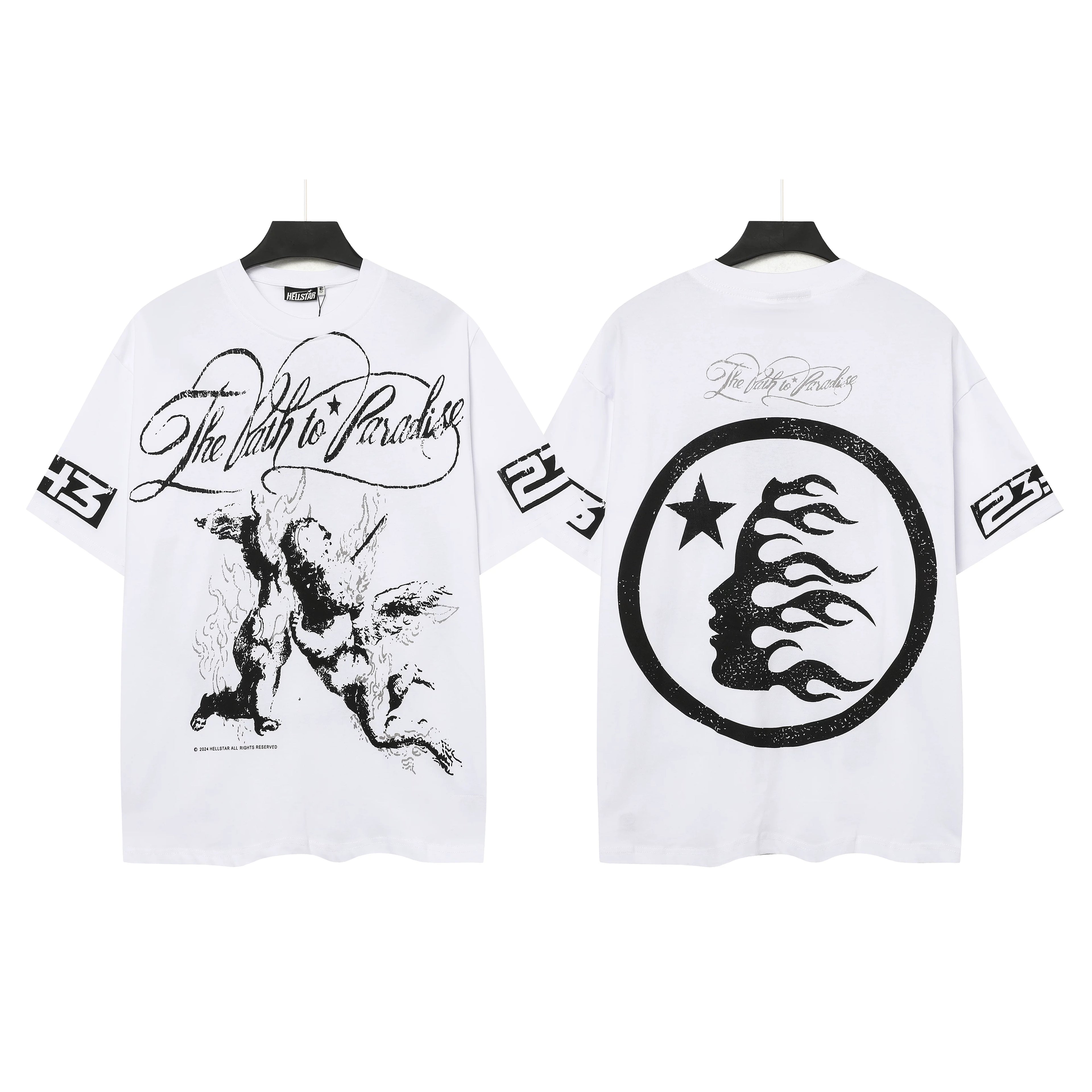 Hellstar "The Path to Paradise" Cherub & Flame Face Graphic Tee - White