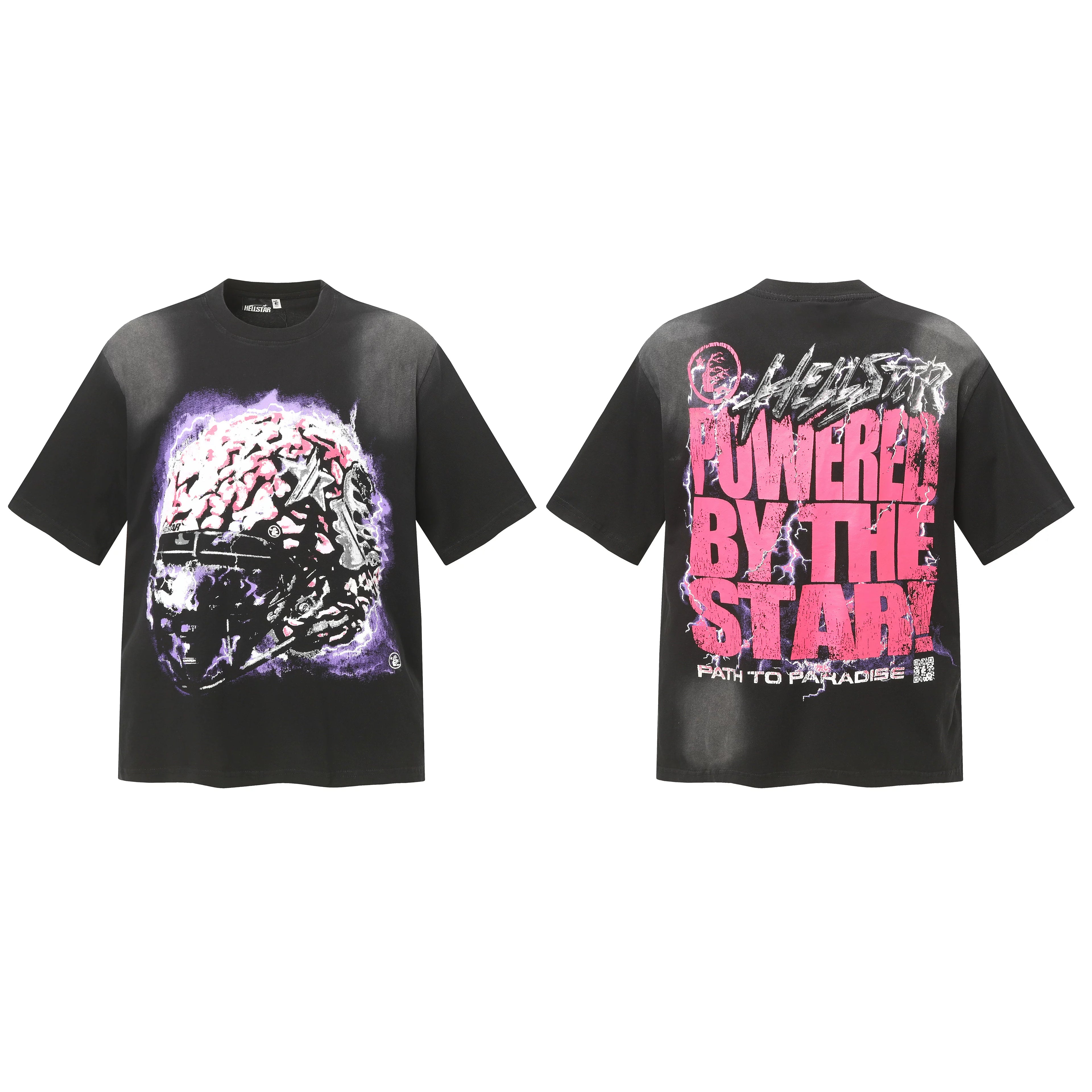 Hellstar "Powered by the Star!" Cyber Skull Graphic Tee - Black