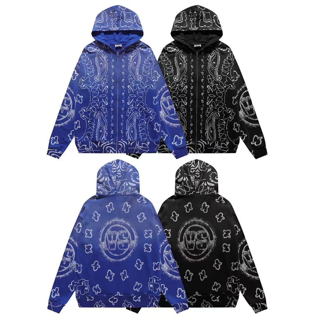Vale Forever VS All-Over Bandana Graphic Vintage Full-Zip Hoodie