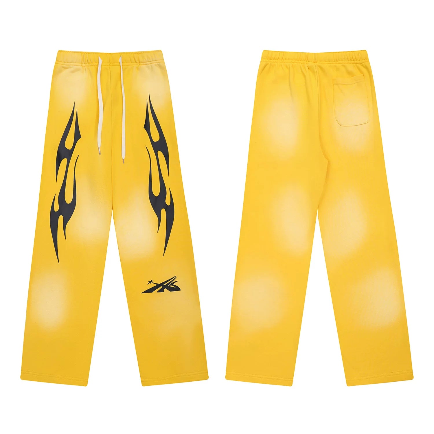 Hellstar Flame Graphic Drawstring Sweatpants yellow