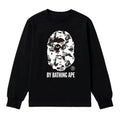 BAPE Style "BY BATHING APE" Camo Ape Head Long-Sleeve Tee - Black/Monochrome Camo