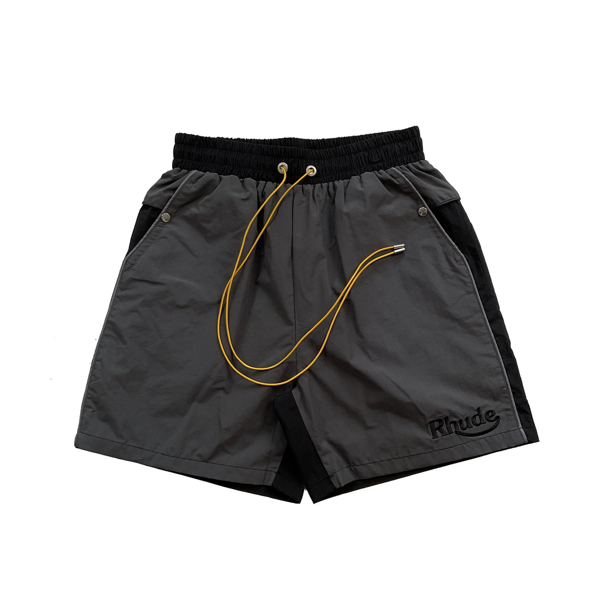 RHUDE Contrast Panel Athletic Shorts - Charcoal / Black
