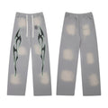 Hellstar Flame Graphic Drawstring Sweatpants grey