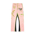 Gallery Dept. "GALERIE DEPT." Lime Green Tie-Dye Wash Contrast Panel Sweatpants - Soft Pink