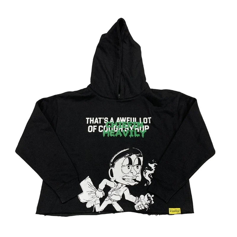 That's A Awful Lot Of Cough Syrup Cartoon Mascot Hoodie - Black