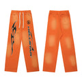 Hellstar Flame & Logo Drawstring Sweatpants orange