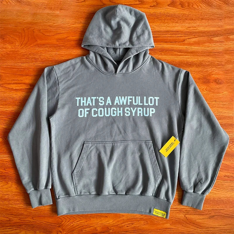 That's A Awful Lot Of Cough Syrup Classic Logo Hoodie - Grey / White
