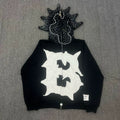 Black Rhinestone Spiked Full-Zip Mask Hoodie