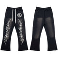 Hellstar Flared Flame Graphic Drawstring Sweatpants black