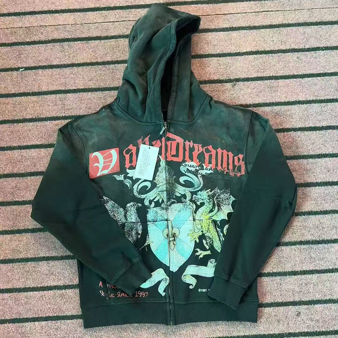 Vale Forever Valley Dreams Crest & Shield Graphic Vintage Wash Full-Zip Hoodie