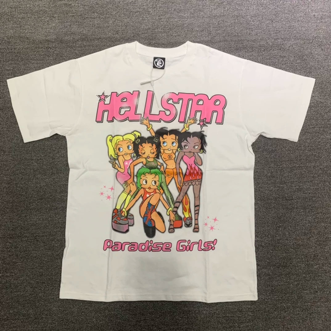 Hellstar "Paradise Girls!" Cartoon Graphic Tee - White
