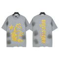 Hellstar Flame Face & Vertical Logo Graphic Tee -Grey