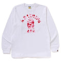 BAPE Style Arch Logo Camo Ape Head Long-Sleeve Tee - White/Pink