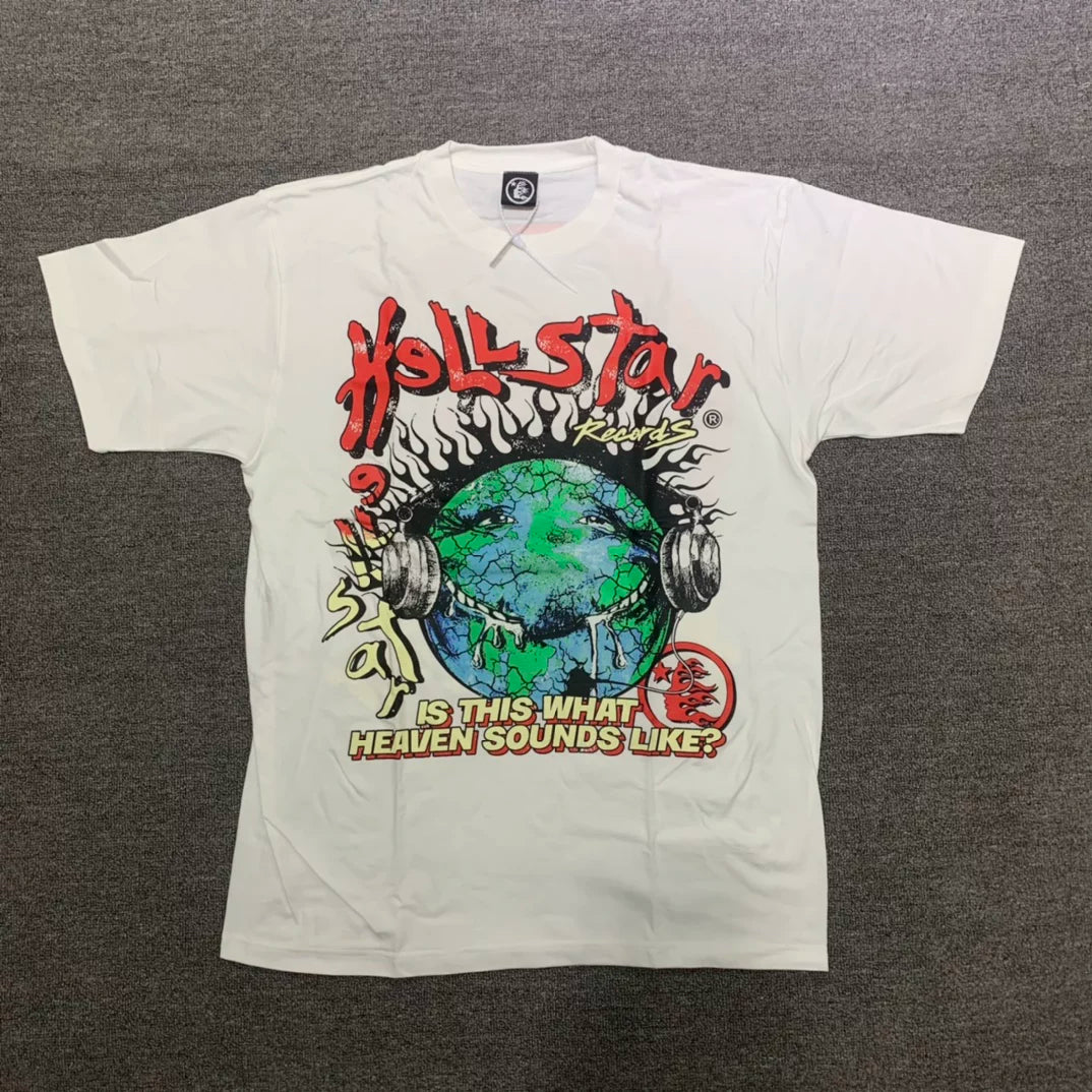 Hellstar Records "Is This What Heaven Sounds Like?" Earth Graphic Tee - White