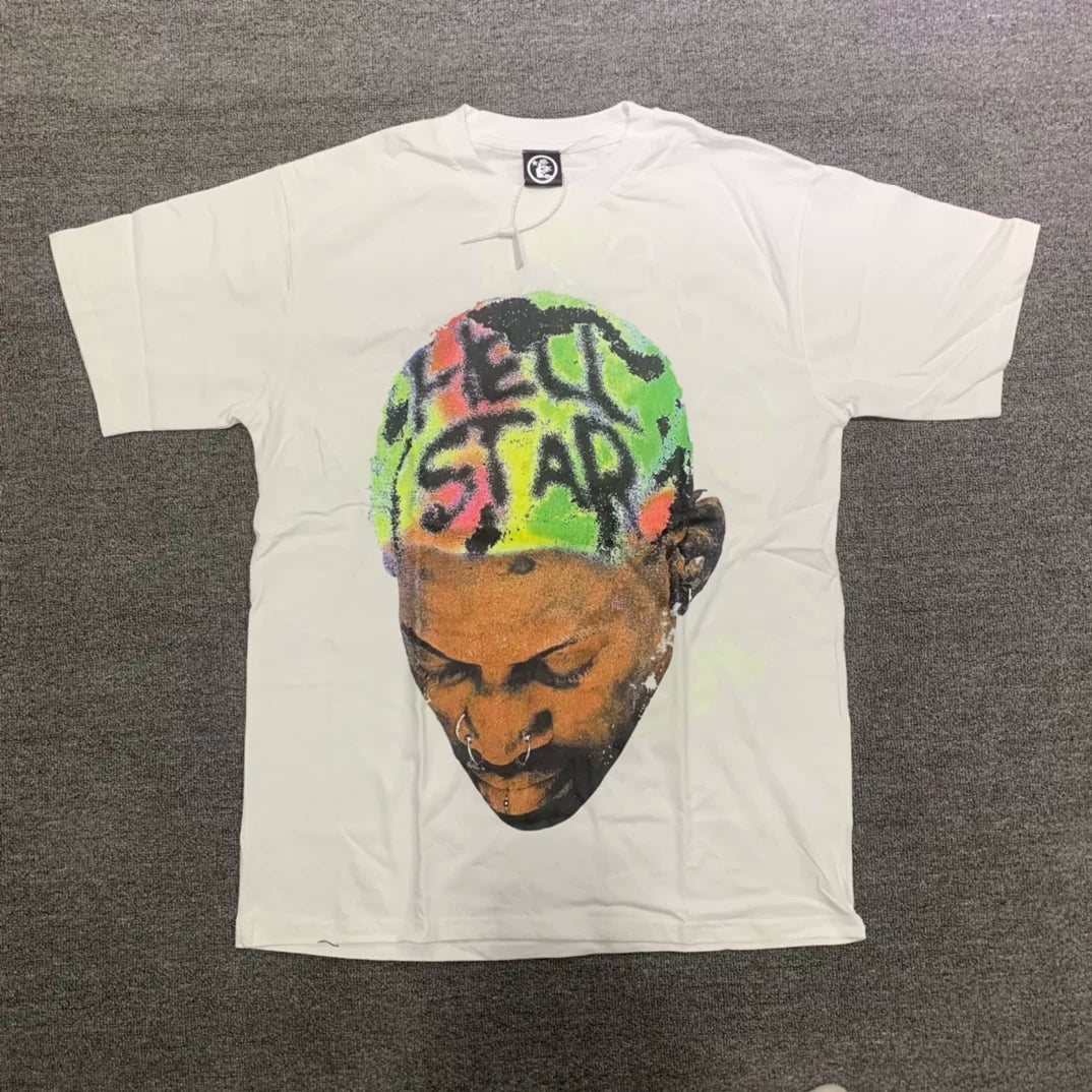 Hellstar Dennis Rodman "Hell Star" Hair Graphic Tee - White