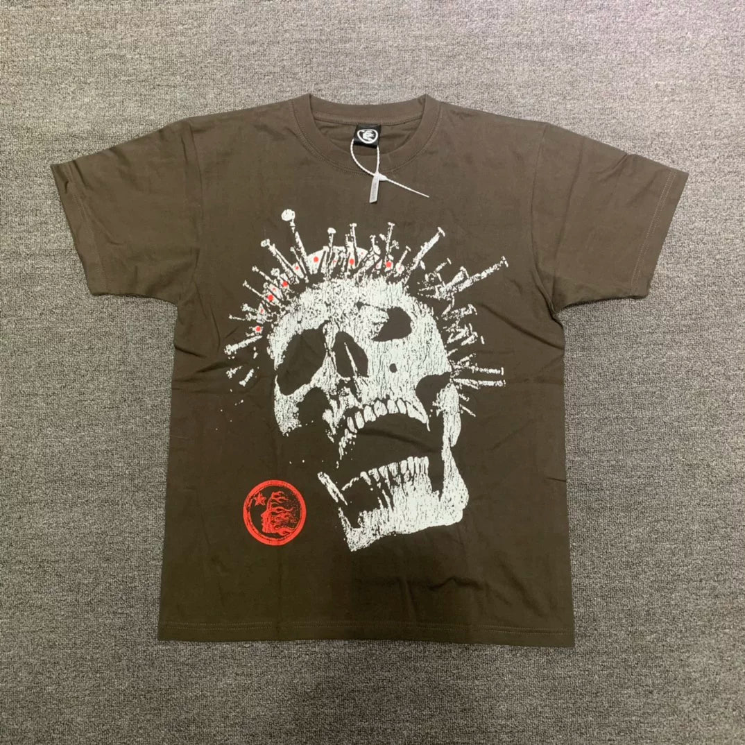 Hellstar Crown of Nails Skull Graphic Tee - Brown