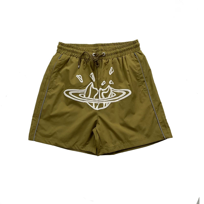 Broken Planet Market Shattered Planet Nylon Shorts - Olive / Khaki