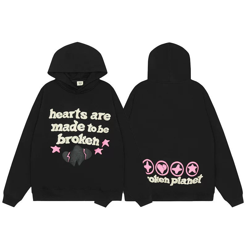 Broken Planet Market "Hearts Are Made to Be Broken" Oversized Hoodie - Black