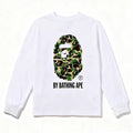 BAPE Style "BY BATHING APE" Camo Ape Head Long-Sleeve Tee - White/Green