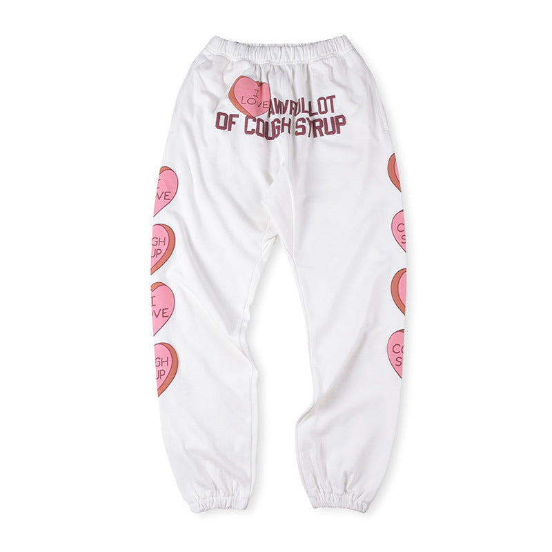 That's A Awful Lot Of Cough Syrup Angel Heart Sweatpants - White / Magenta
