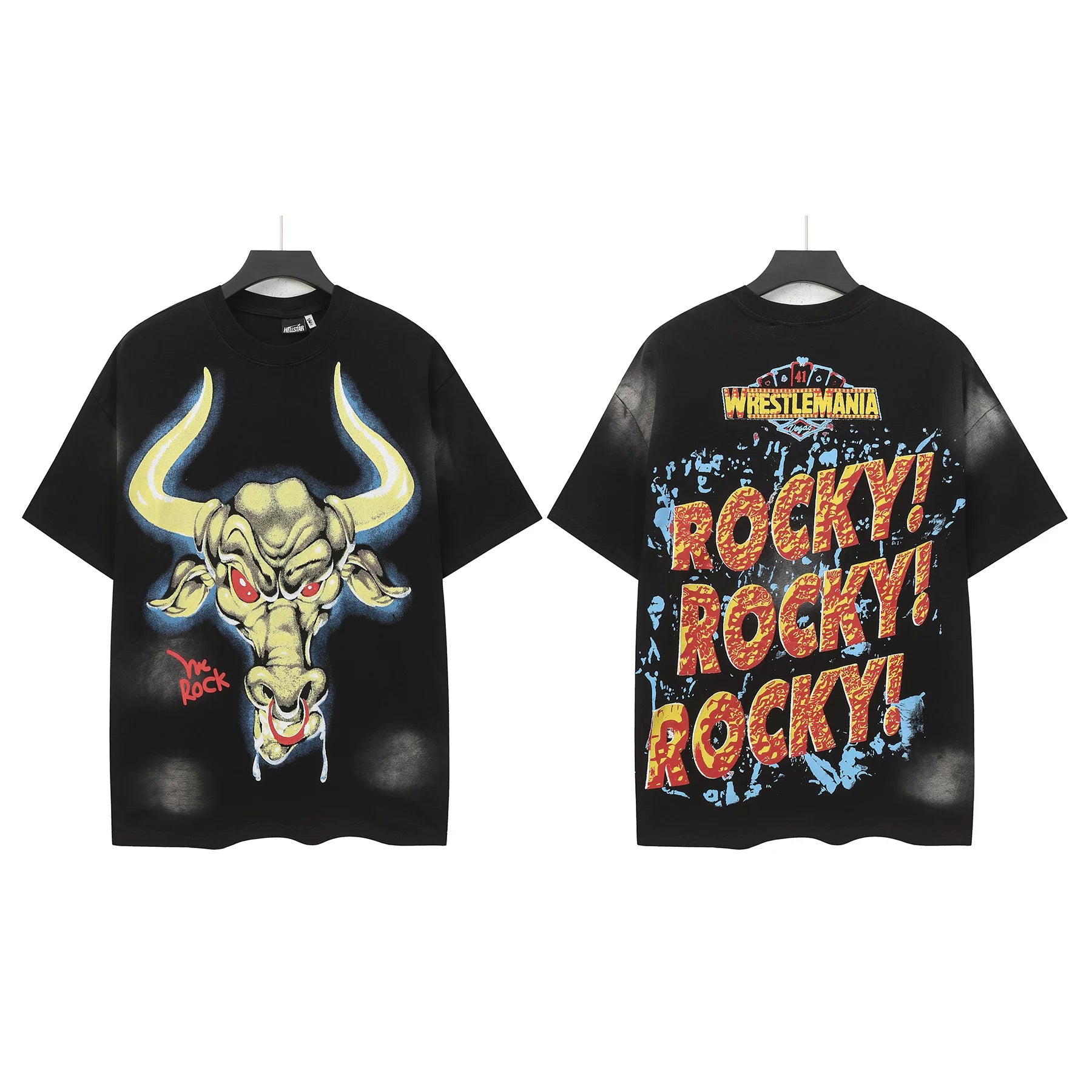 WrestleMania "Rocky!" Bull Graphic Tee - Black