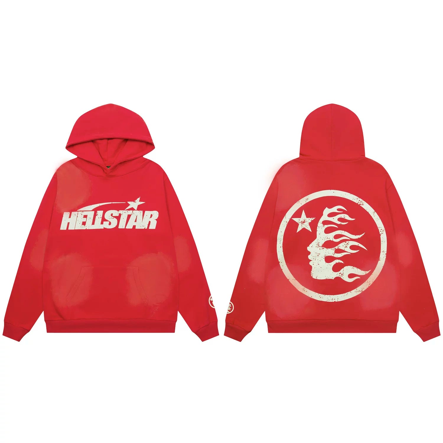Hellstar Classic Logo & Flame Face Hoodie red
