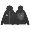 Broken Planet Spiderweb Zip-Up Hoodie in Washed Black