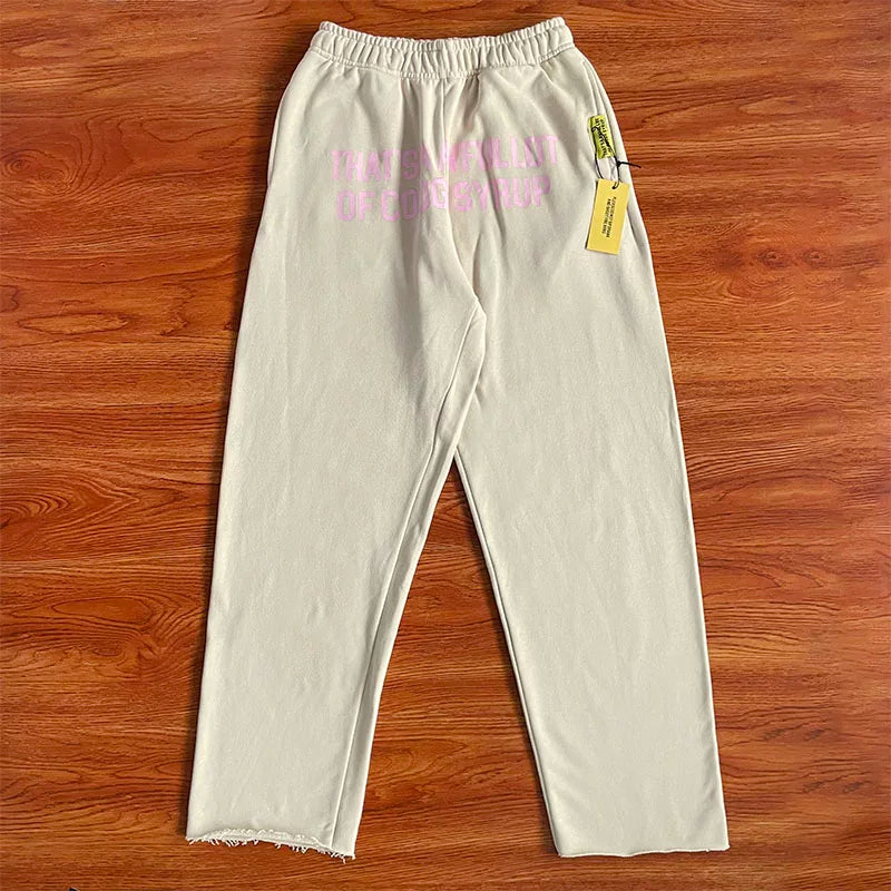That's A Awful Lot Of Cough Syrup Classic Logo Sweatpants - Beige / Light Pink