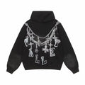 Vale Forever Valley Cross Necklace & Chain Graphic Vintage Wash Hoodie black